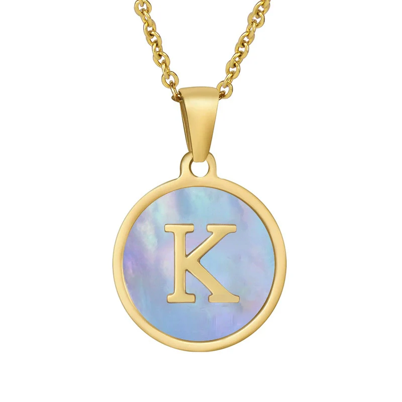 Women 316L Stainless Steel Letter Gem Pendant Necklace With 18K Gold Electroplating - Image 16