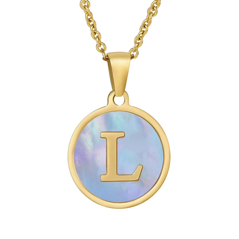 Women 316L Stainless Steel Letter Gem Pendant Necklace With 18K Gold Electroplating - Image 17