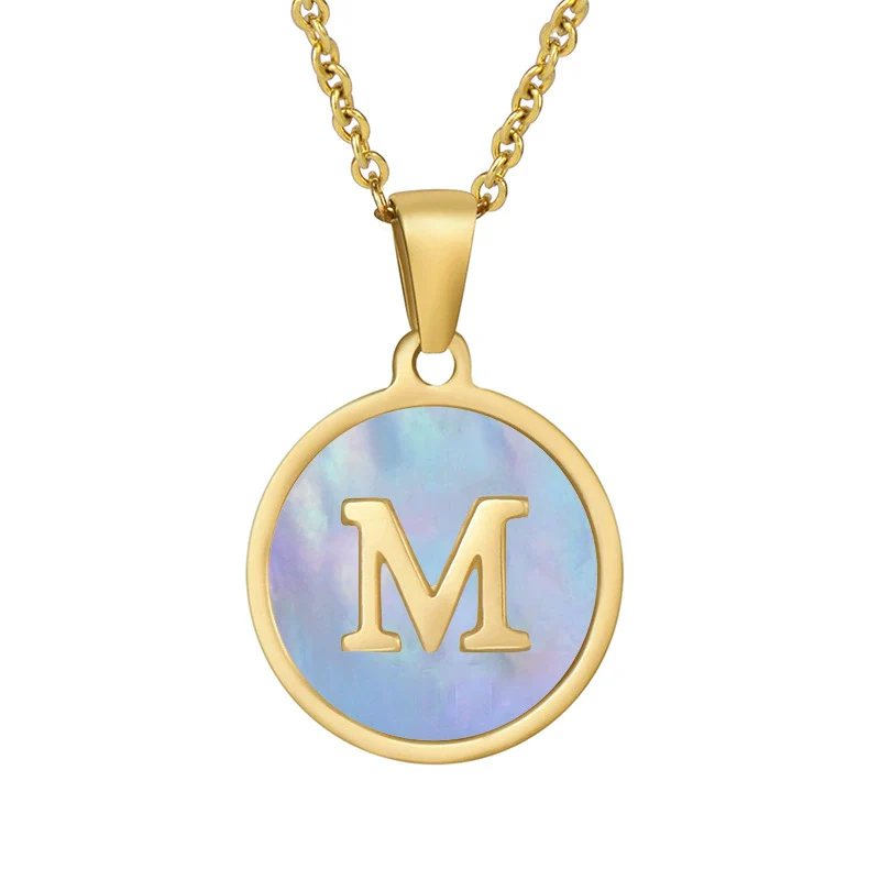 Women 316L Stainless Steel Letter Gem Pendant Necklace With 18K Gold Electroplating - Image 18