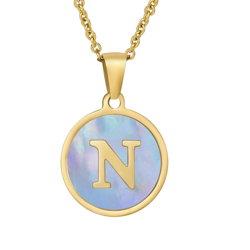 Women 316L Stainless Steel Letter Gem Pendant Necklace With 18K Gold Electroplating - Image 19