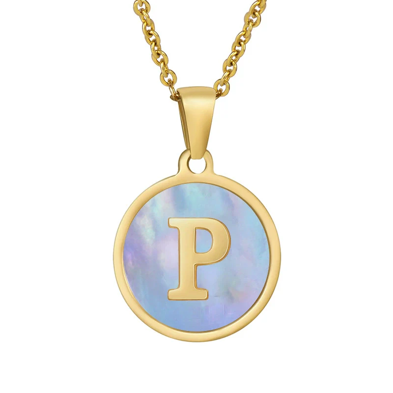 Women 316L Stainless Steel Letter Gem Pendant Necklace With 18K Gold Electroplating - Image 21