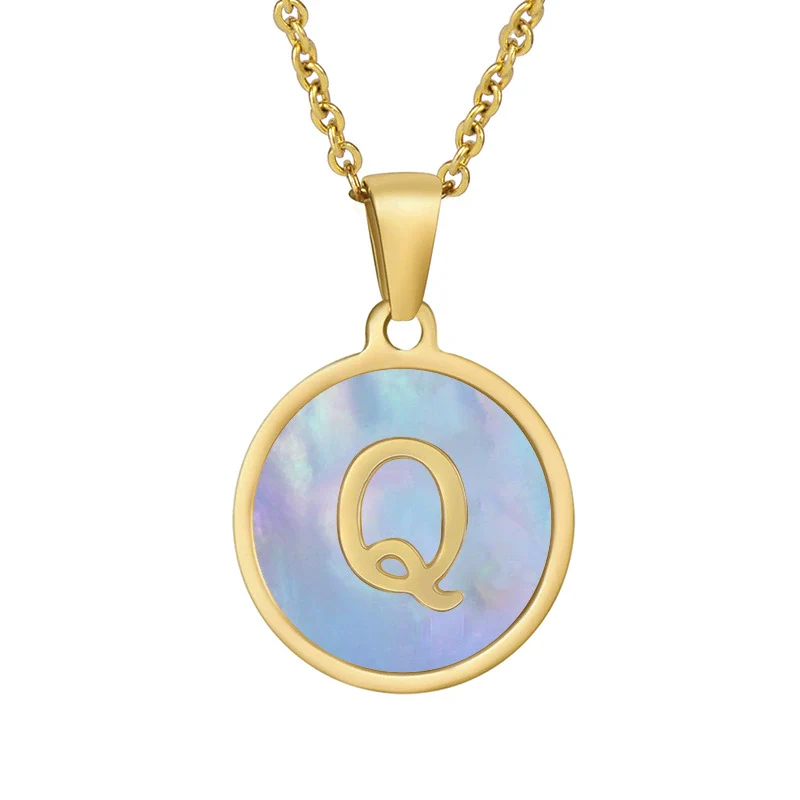 Women 316L Stainless Steel Letter Gem Pendant Necklace With 18K Gold Electroplating - Image 22