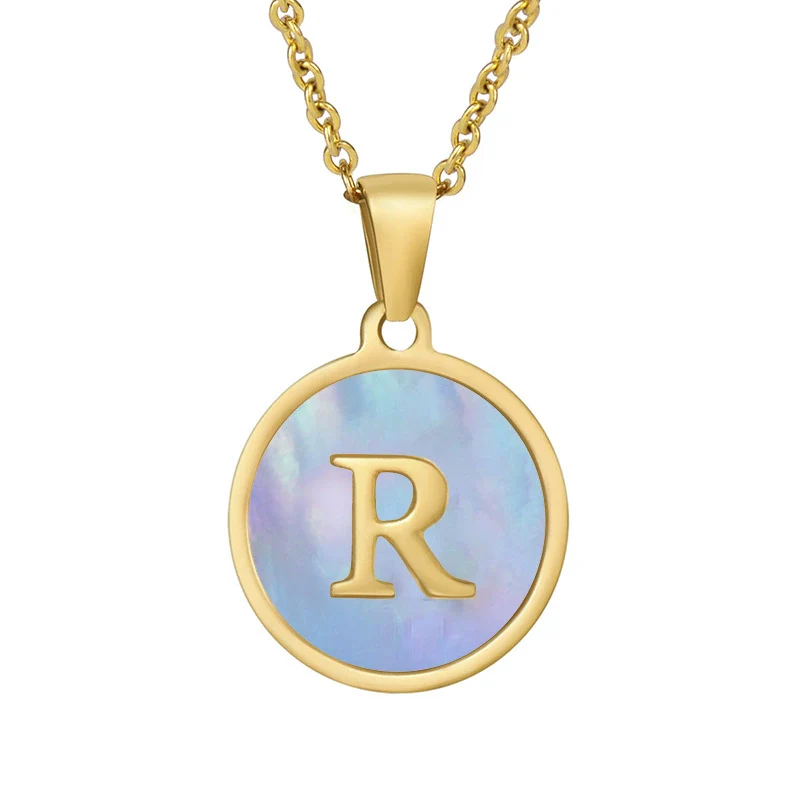Women 316L Stainless Steel Letter Gem Pendant Necklace With 18K Gold Electroplating - Image 23
