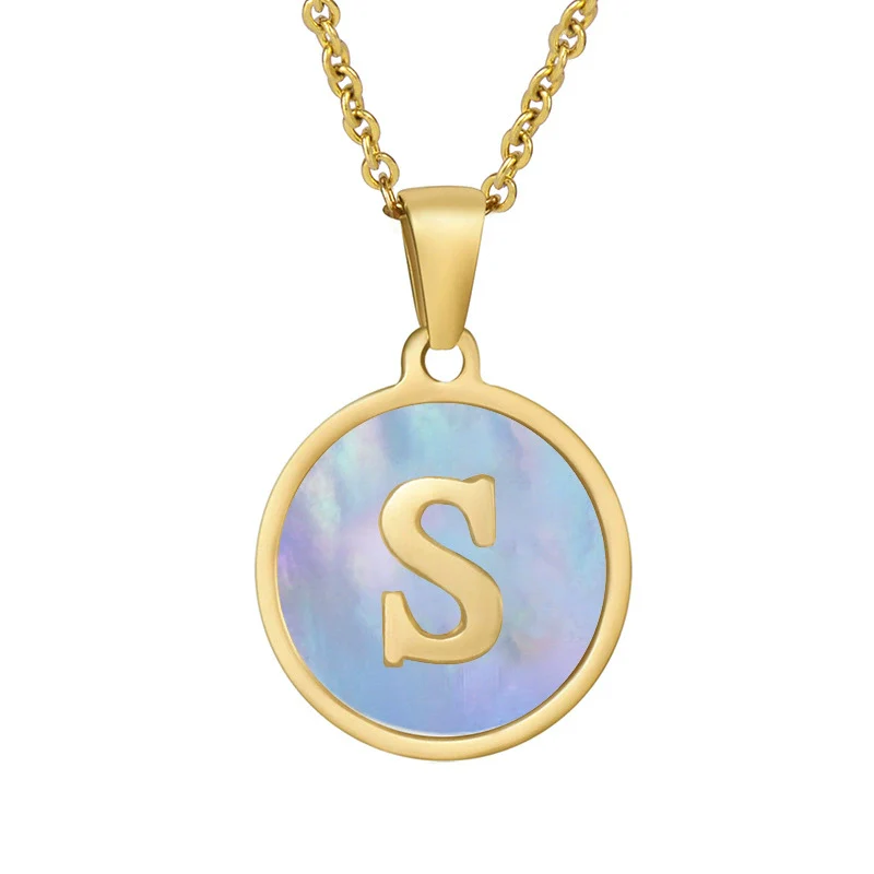 Women 316L Stainless Steel Letter Gem Pendant Necklace With 18K Gold Electroplating - Image 24