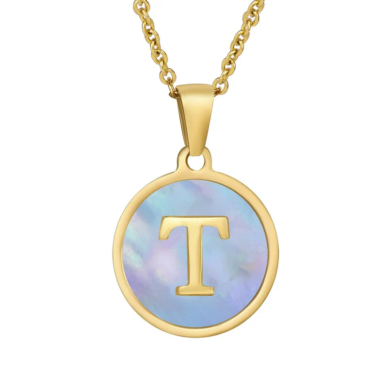 Women 316L Stainless Steel Letter Gem Pendant Necklace With 18K Gold Electroplating - Image 25