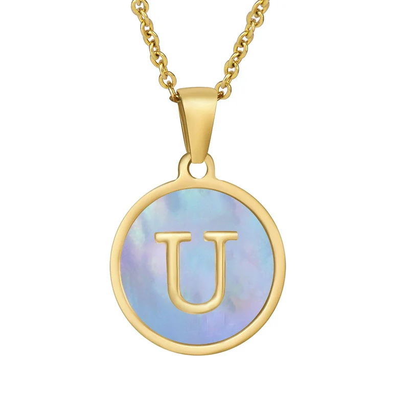 Women 316L Stainless Steel Letter Gem Pendant Necklace With 18K Gold Electroplating - Image 26