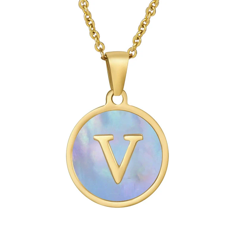 Women 316L Stainless Steel Letter Gem Pendant Necklace With 18K Gold Electroplating - Image 27