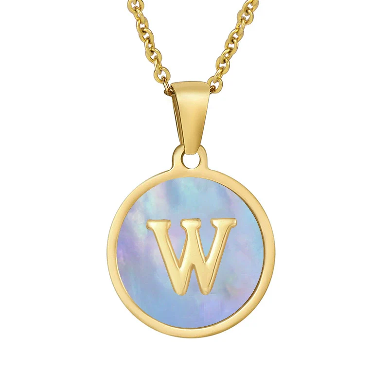 Women 316L Stainless Steel Letter Gem Pendant Necklace With 18K Gold Electroplating - Image 28