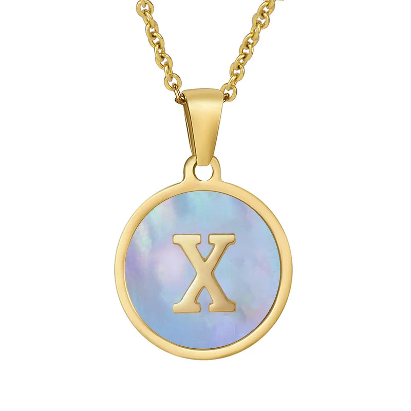 Women 316L Stainless Steel Letter Gem Pendant Necklace With 18K Gold Electroplating - Image 29