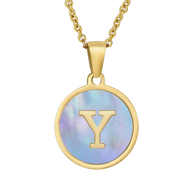 Women 316L Stainless Steel Letter Gem Pendant Necklace With 18K Gold Electroplating - Image 30