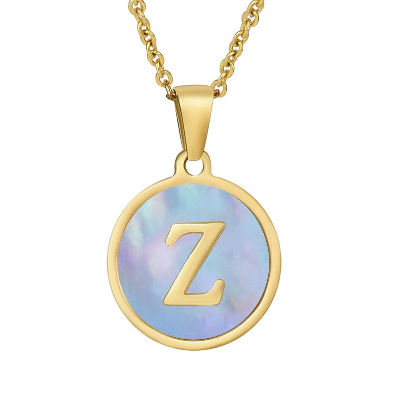 Women 316L Stainless Steel Letter Gem Pendant Necklace With 18K Gold Electroplating - Image 31