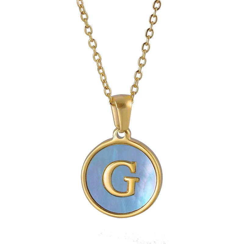 Women 316L Stainless Steel Letter Gem Pendant Necklace With 18K Gold Electroplating - Image 5