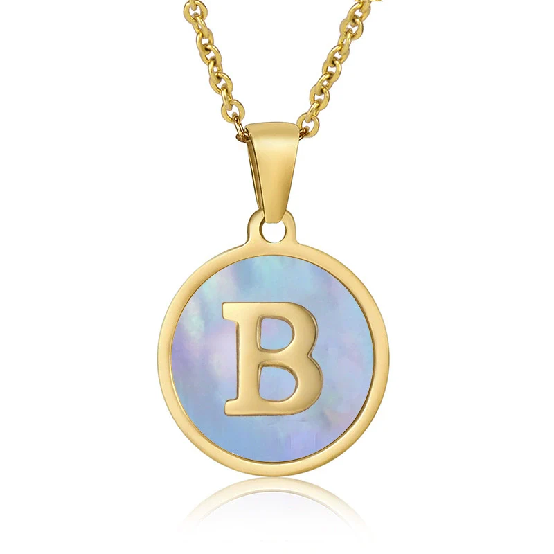 Women 316L Stainless Steel Letter Gem Pendant Necklace With 18K Gold Electroplating - Image 7