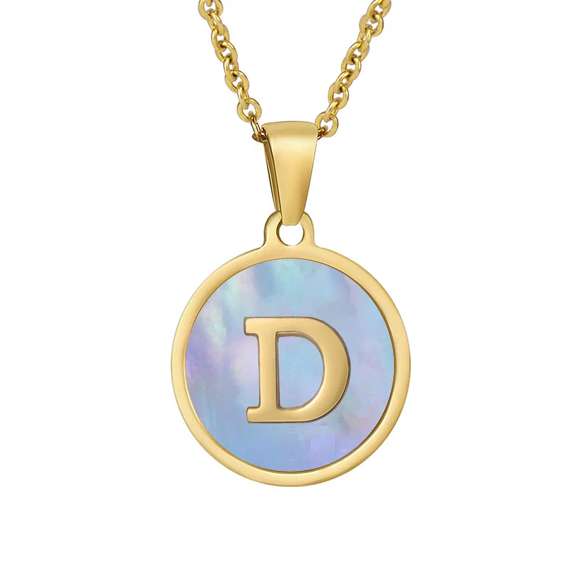 Women 316L Stainless Steel Letter Gem Pendant Necklace With 18K Gold Electroplating - Image 9