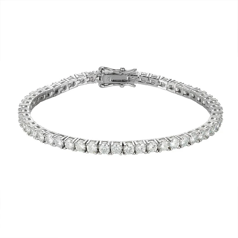 Women's 925 Silver Geometric Tennis Chain Moissanite Bracelet With Diamond Design - Image 5