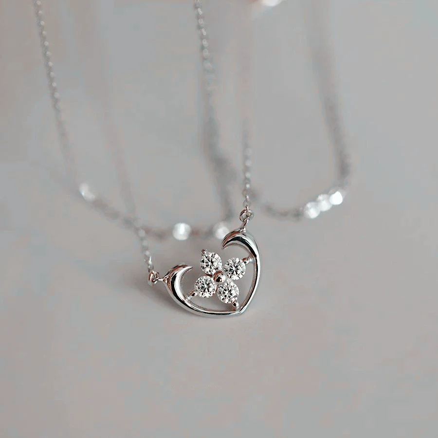 Women's 925 Sterling Silver 14K Gold Plated Necklace With Cross Small Flower Four Leaf Clover Elements And O Chain - Image 7