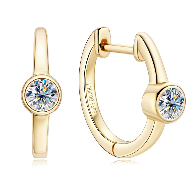 Women's 925 Sterling Silver 18K Gold Plated Geometric Moissanite Earrings - Image 3