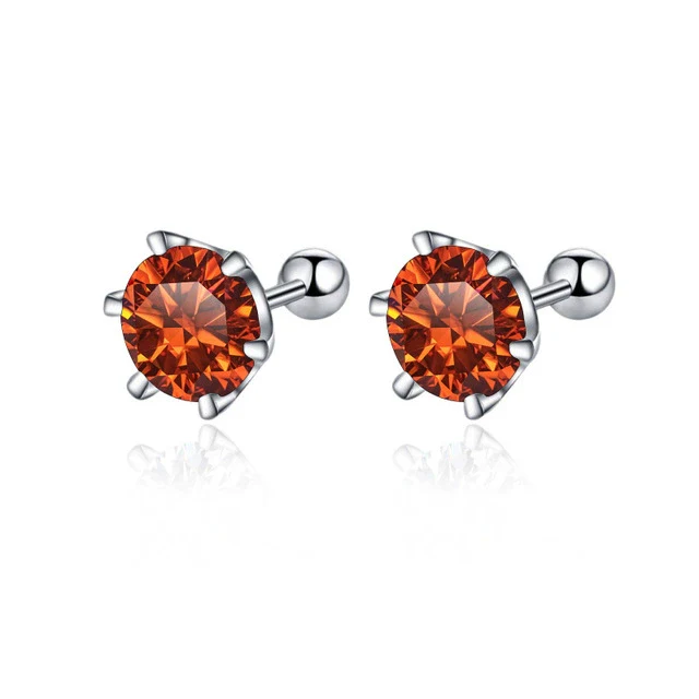 Women's 925 Sterling Silver Classic Round Moissanite Claw Screw Earrings Plated Pt950 Gold - Image 17