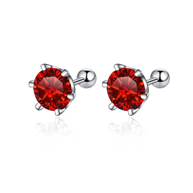 Women's 925 Sterling Silver Classic Round Moissanite Claw Screw Earrings Plated Pt950 Gold - Image 22