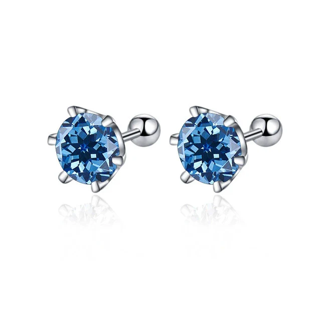Women's 925 Sterling Silver Classic Round Moissanite Claw Screw Earrings Plated Pt950 Gold - Image 9