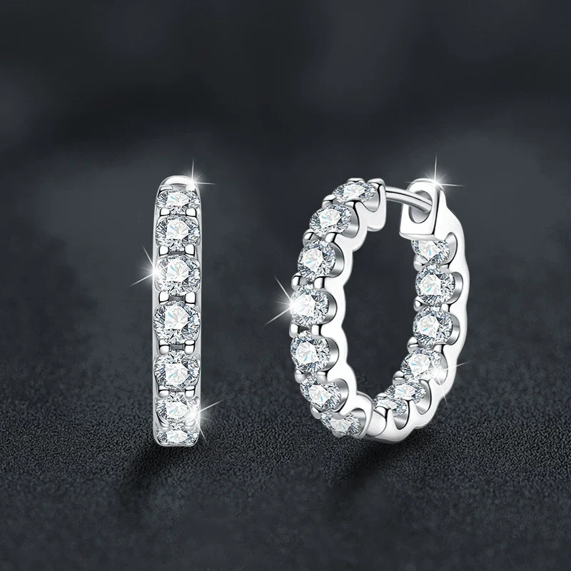Women's 925 Sterling Silver Geometric Moissanite Inlaid Earrings