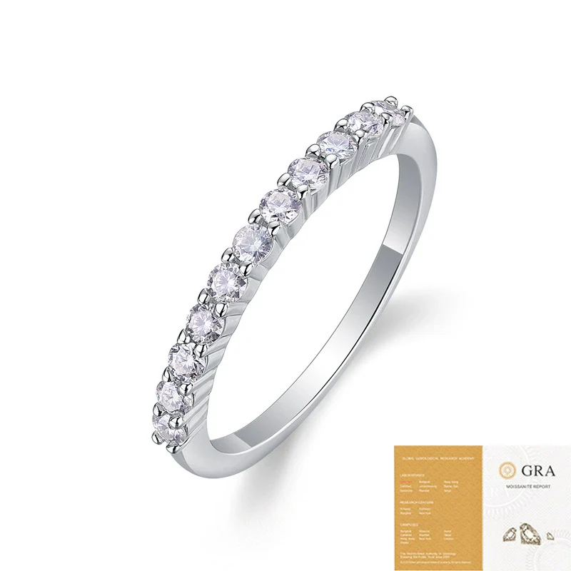 Women's 925 Sterling Silver Geometric Moissanite Inlay Ring - Image 5
