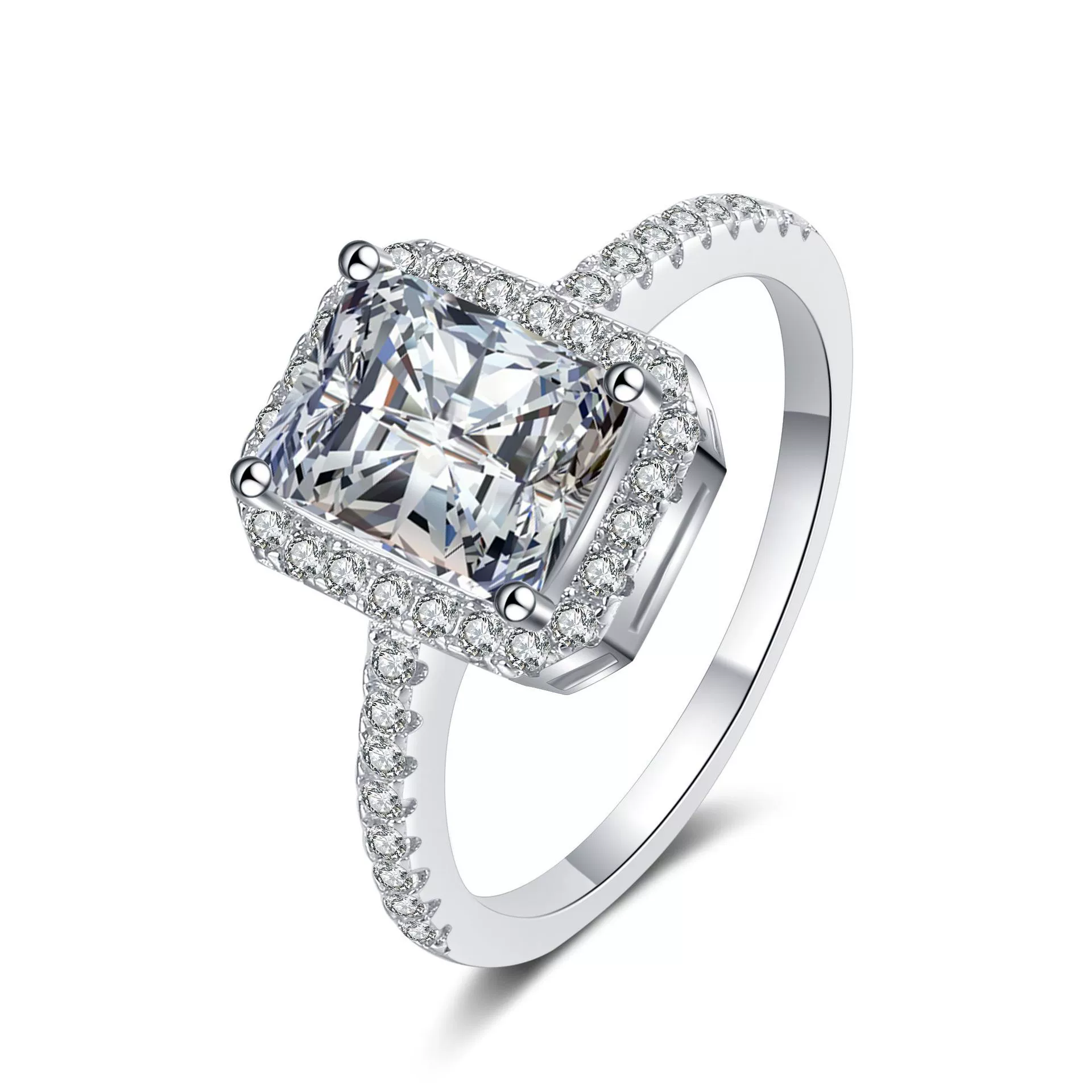 Women's 925 Sterling Silver Light Luxury Ushaped Moissanite Ring With Microinlaid Gravel And Electroplating - Image 5