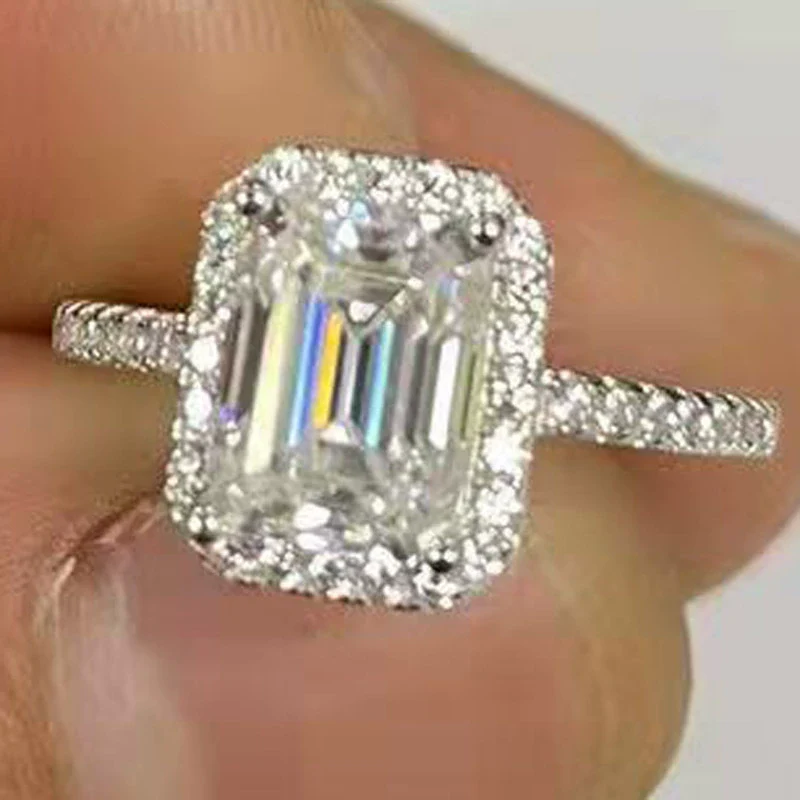 Women's 925 Sterling Silver Light Luxury Ushaped Moissanite Ring With Microinlaid Gravel And Electroplating - Image 6