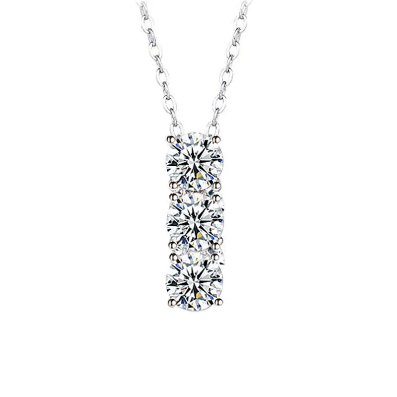 Women's 925 Sterling Silver Moissanite Geometric Pendant Necklace Set With Diamonds Cross Chain Highend Style - Image 10
