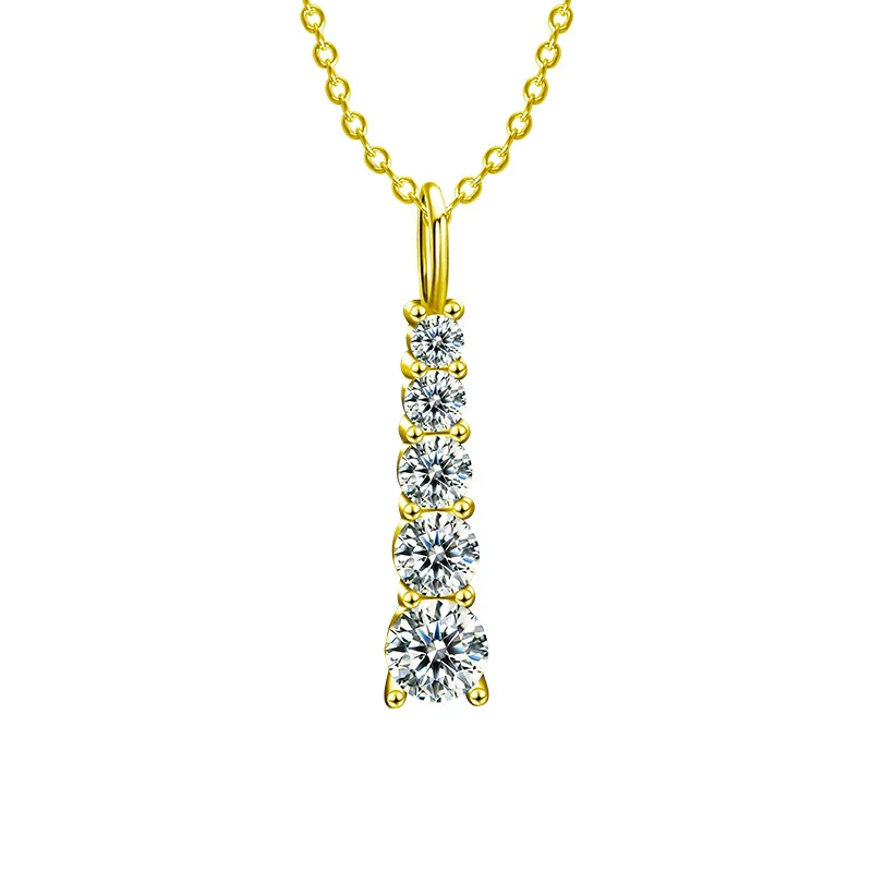 Women's 925 Sterling Silver Moissanite Geometric Pendant Necklace Set With Diamonds Cross Chain Highend Style - Image 13
