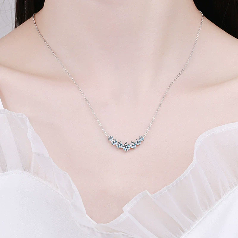 Women's 925 Sterling Silver Moissanite Geometric Pendant Necklace Set With Diamonds Cross Chain Highend Style - Image 3