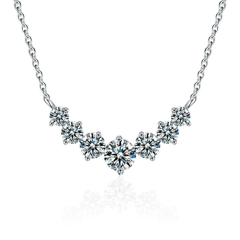 Women's 925 Sterling Silver Moissanite Geometric Pendant Necklace Set With Diamonds Cross Chain Highend Style - Image 4