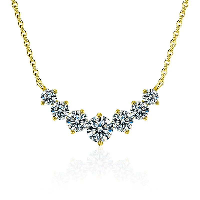 Women's 925 Sterling Silver Moissanite Geometric Pendant Necklace Set With Diamonds Cross Chain Highend Style - Image 5
