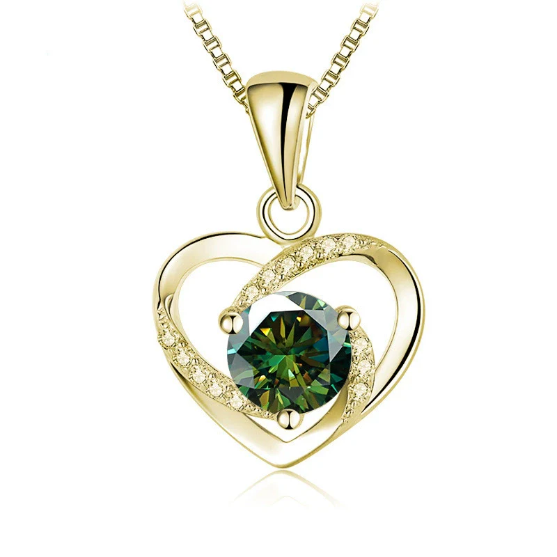 Women's 925 Sterling Silver Moissanite Necklace With Heartshaped Pink Moissanite And Snake Bone Chain Set With Animals And Zodiac Pattern - Image 10