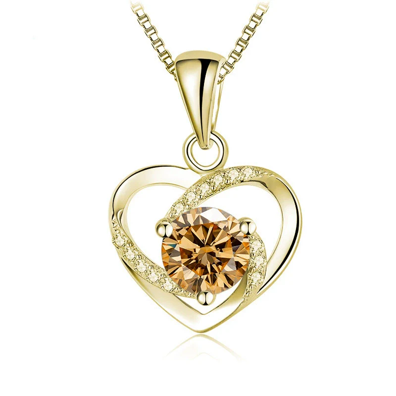 Women's 925 Sterling Silver Moissanite Necklace With Heartshaped Pink Moissanite And Snake Bone Chain Set With Animals And Zodiac Pattern - Image 12