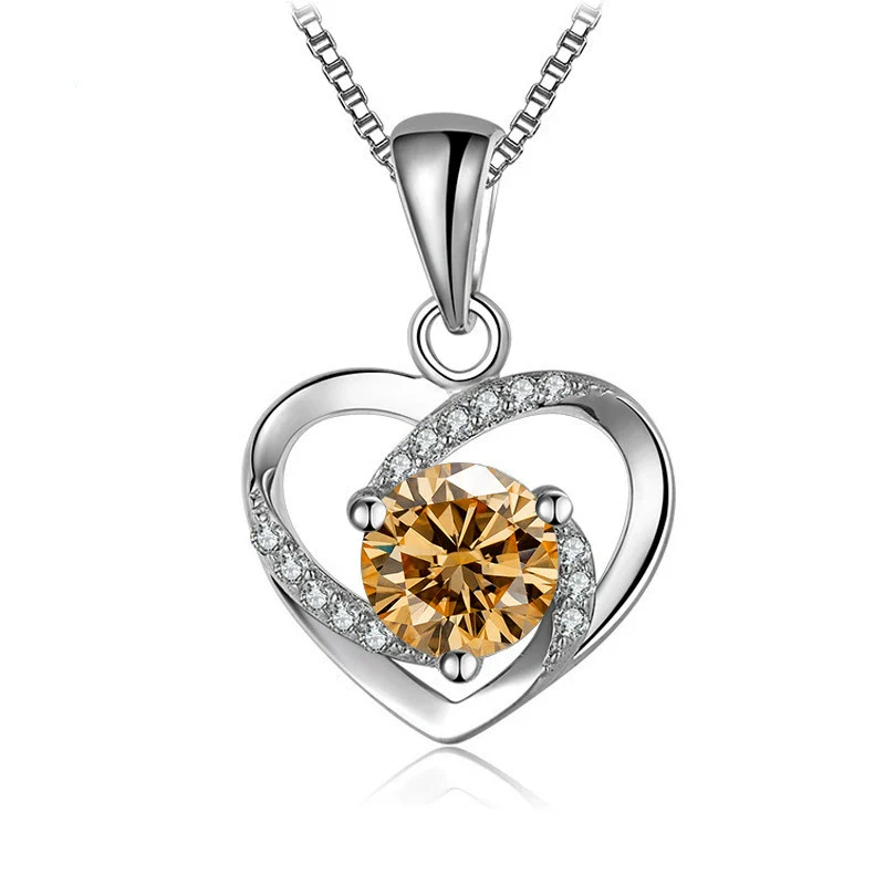 Women's 925 Sterling Silver Moissanite Necklace With Heartshaped Pink Moissanite And Snake Bone Chain Set With Animals And Zodiac Pattern - Image 17