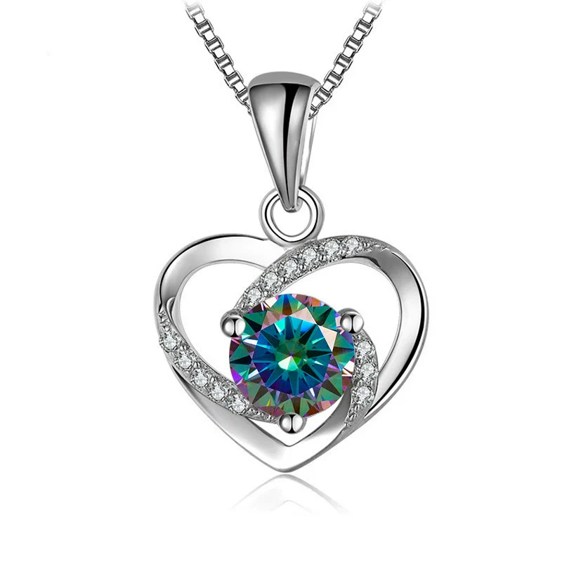 Women's 925 Sterling Silver Moissanite Necklace With Heartshaped Pink Moissanite And Snake Bone Chain Set With Animals And Zodiac Pattern - Image 18