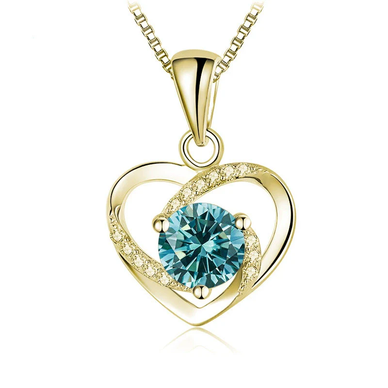 Women's 925 Sterling Silver Moissanite Necklace With Heartshaped Pink Moissanite And Snake Bone Chain Set With Animals And Zodiac Pattern - Image 2