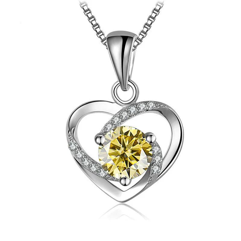Women's 925 Sterling Silver Moissanite Necklace With Heartshaped Pink Moissanite And Snake Bone Chain Set With Animals And Zodiac Pattern - Image 23