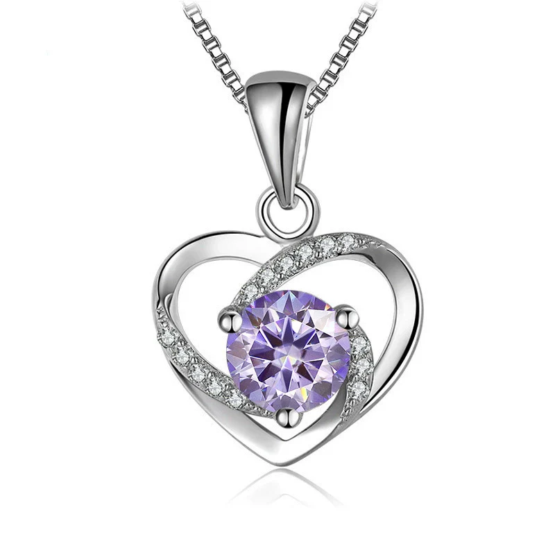 Women's 925 Sterling Silver Moissanite Necklace With Heartshaped Pink Moissanite And Snake Bone Chain Set With Animals And Zodiac Pattern - Image 24