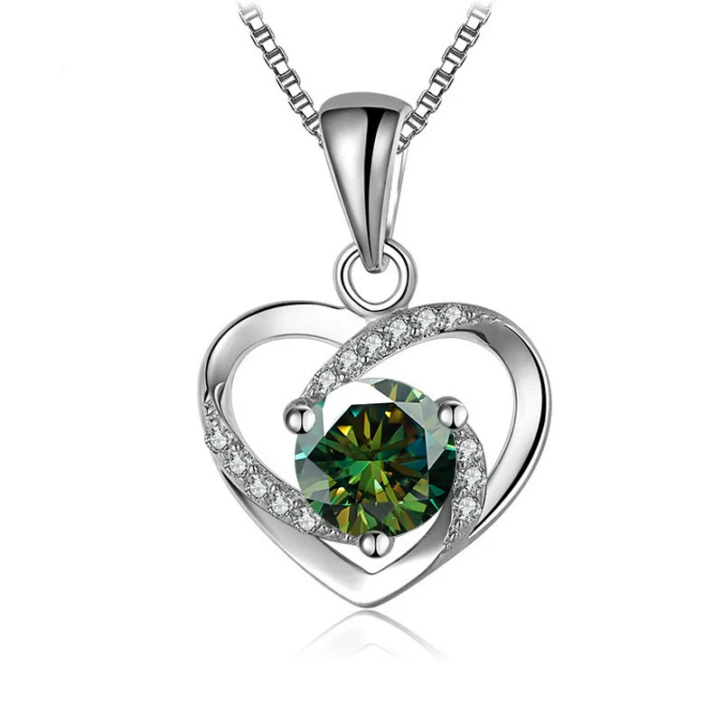 Women's 925 Sterling Silver Moissanite Necklace With Heartshaped Pink Moissanite And Snake Bone Chain Set With Animals And Zodiac Pattern - Image 27