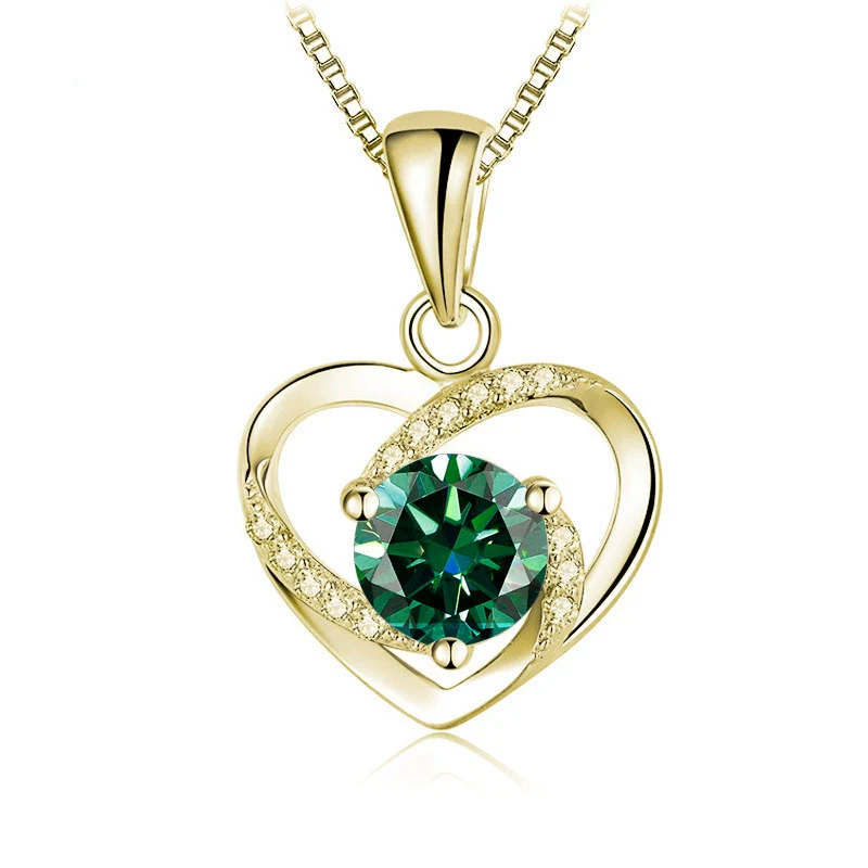 Women's 925 Sterling Silver Moissanite Necklace With Heartshaped Pink Moissanite And Snake Bone Chain Set With Animals And Zodiac Pattern - Image 3