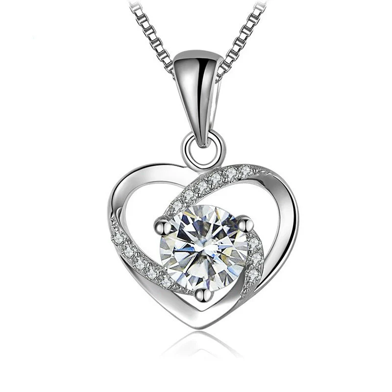Women's 925 Sterling Silver Moissanite Necklace With Heartshaped Pink Moissanite And Snake Bone Chain Set With Animals And Zodiac Pattern - Image 30
