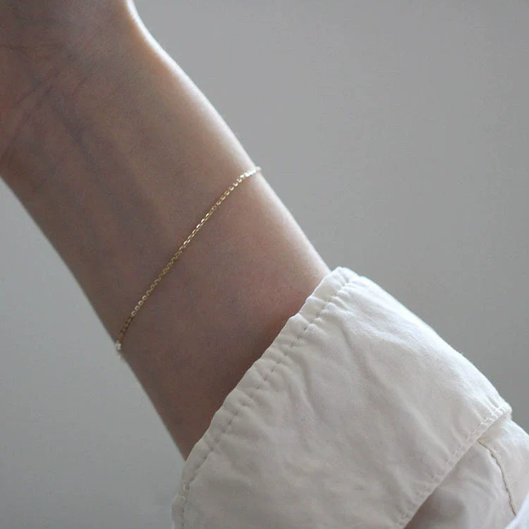 Women's 925 Sterling Silver Naked Chain Bracelet Geometric Style Goldplated - Image 3