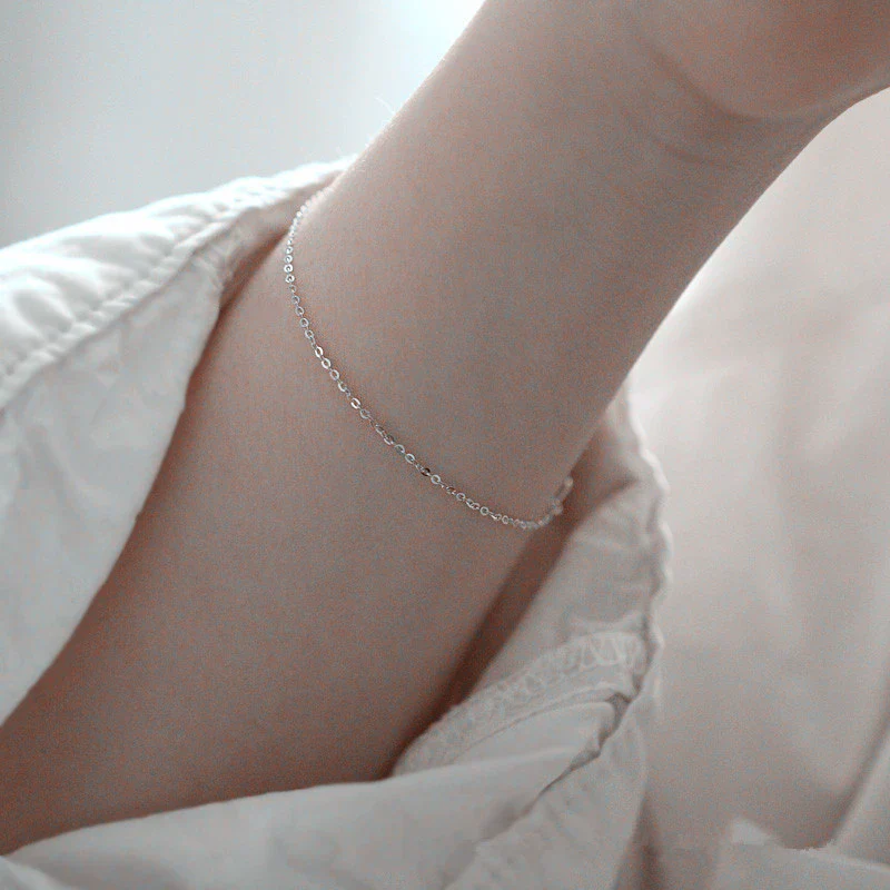 Women's 925 Sterling Silver Naked Chain Bracelet Geometric Style Goldplated - Image 6