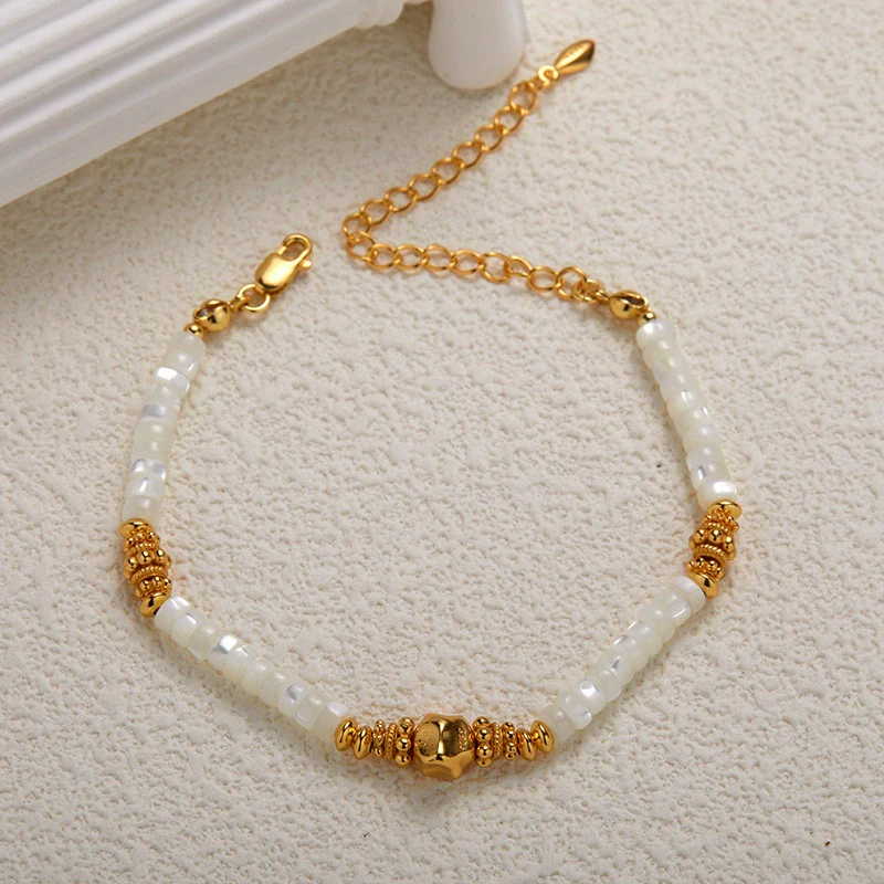 Women's 925 Sterling Silver Natural White Bead Bracelet With Geometric Original Design Pure Handmade - Image 4