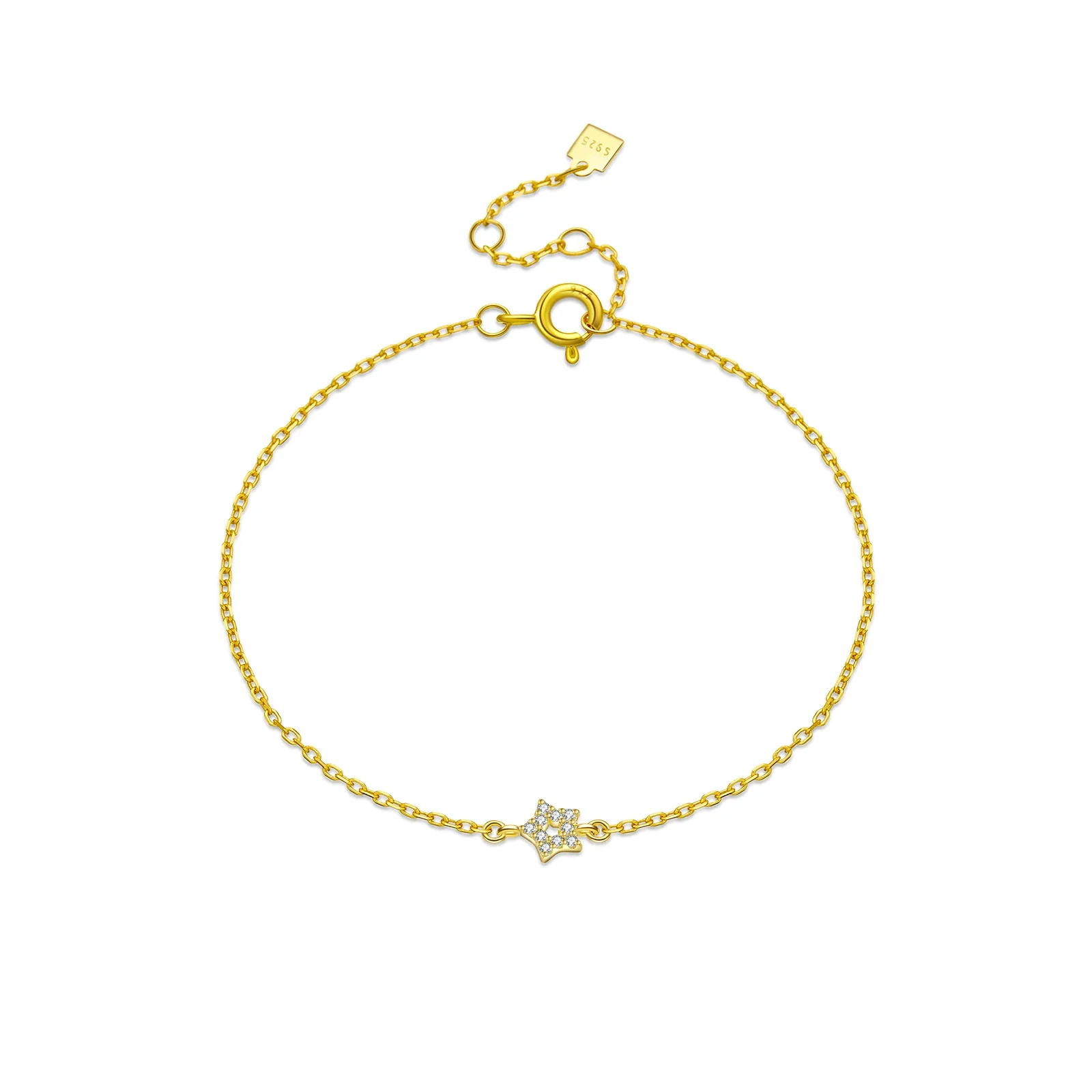 Women's 925 Sterling Silver Star Sweet Style Electroplated Platinum And 18K Gold Bracelet - Image 5