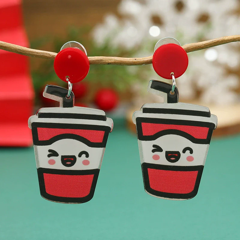 Women's Acrylic Earrings With Cartoon Character And Geometric Patterns For Festival - Image 2