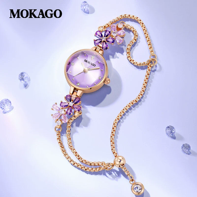 Women's Alloy Alloy And Belt Inlaid With Crystal Zirconium Round Dial Fashion Watch - Image 3
