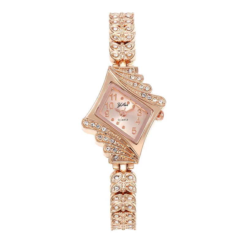 Women's Alloy And Imitation Leather Bracelet Fashion Quartz Watch With Round Dial And Rhinestones - Image 6